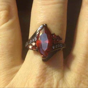 NWOT Sterling Silver Ring with Simulated Rubies